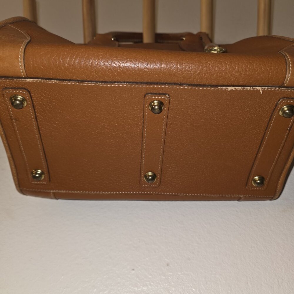 Vintage Dooney & Bourke Gladstone Satchel British Tan All Weather Leather AUTH - Picture 12 of 16